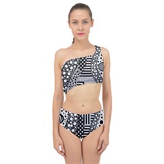 Black And White Spliced Up Two Piece Swimsuit by gasi