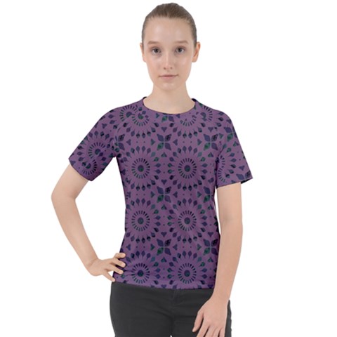 Kaleidoscope Scottish Violet Women s Sport Raglan Tee by Mazipoodles
