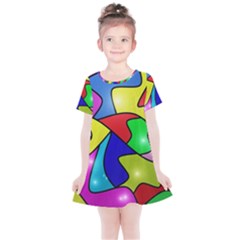 Colorful Abstract Art Kids  Simple Cotton Dress by gasi