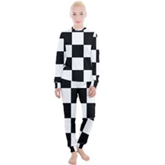Grid-domino-bank-and-black Women s Lounge Set by BangZart