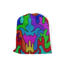 Colorful Design Drawstring Pouch (large) by gasi