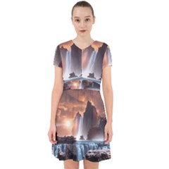 Water Waterfall Nature River Lake Planet Fantasy Adorable In Chiffon Dress by Uceng