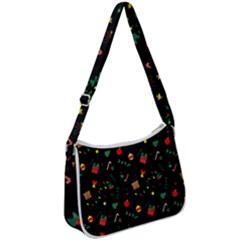 Christmas Pattern Texture Colorful Wallpaper Zip Up Shoulder Bag by Uceng