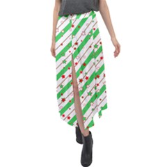 Christmas Paper Stars Pattern Texture Background Colorful Colors Seamless Velour Split Maxi Skirt by Uceng