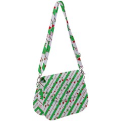 Christmas Paper Stars Pattern Texture Background Colorful Colors Seamless Saddle Handbag by Uceng