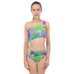 Colorful Stylish Design Spliced Up Two Piece Swimsuit by gasi