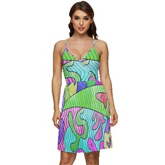 Colorful Stylish Design V-neck Pocket Summer Dress  by gasi