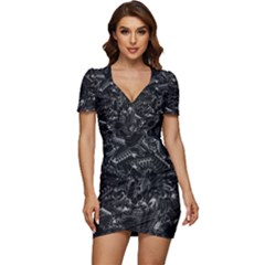 Xeno Frenzy Low Cut Cap Sleeve Mini Dress by MRNStudios