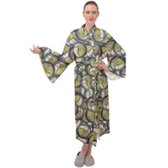 Gong Instrument Motif Pattern Maxi Velour Kimono by dflcprintsclothing
