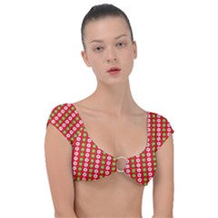 Festive Pattern Christmas Holiday Cap Sleeve Ring Bikini Top by Ravend