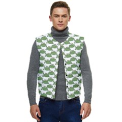 Funny Frog Cartoon Drawing Motif Pattern Men s Short Button Up Puffer Vest	 by dflcprintsclothing