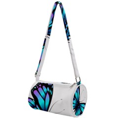 Blue And Pink Butterfly Illustration, Monarch Butterfly Cartoon Blue, Cartoon Blue Butterfly Free Pn Mini Cylinder Bag by asedoi