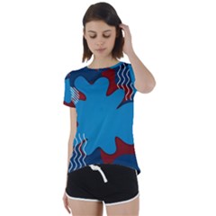 Background Abstract Design Blue Short Sleeve Open Back Tee by Ravend