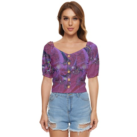Fractal Math Abstract Abstract Art Button Up Blouse by Ravend