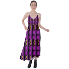 Purple And Yellow Circles On Black Tie Back Maxi Dress by FunDressesShop
