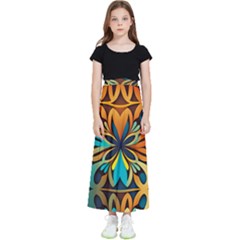 Orange, Turquoise And Blue Pattern  Kids  Flared Maxi Skirt by Sobalvarro