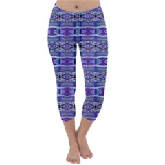 Vertical Striped Ornate Seamless Pattern Capri Winter Leggings  by dflcprintsclothing