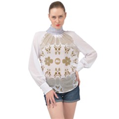 Im Fourth Dimension Mintme High Neck Long Sleeve Chiffon Top by imanmulyana