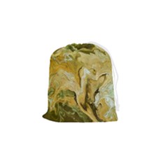 Kaleido Art Gold Drawstring Pouch (small) by kaleidomarblingart