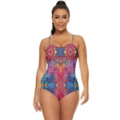 Firey Repeats I Retro Full Coverage Swimsuit by kaleidomarblingart