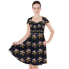 Dancing Clowns Black Cap Sleeve Midi Dress by TetiBright