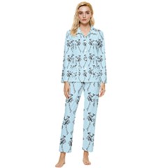 Jogging Lady On Blue Womens  Long Sleeve Velvet Pocket Pajamas Set by TetiBright