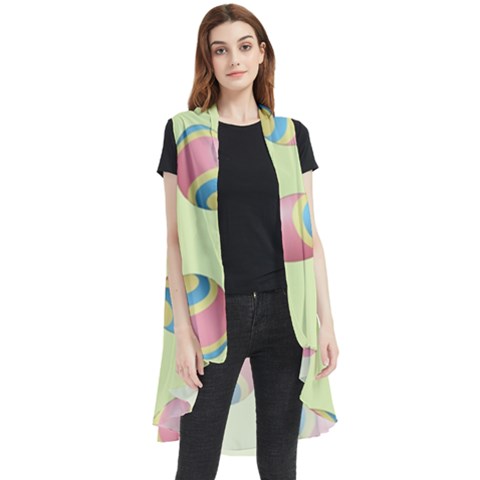 Colorful Easter Eggs Pattern Green Sleeveless Chiffon Waistcoat Shirt by TetiBright