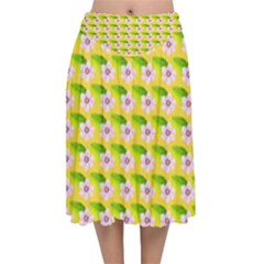 Floral Velvet Flared Midi Skirt by Sparkle