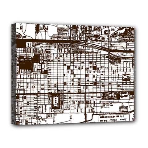 Antique Oriental Town Map  Canvas 14  X 11  (stretched) by ConteMonfrey