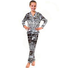 Antique Oriental Town Map  Kid s Satin Long Sleeve Pajamas Set by ConteMonfrey