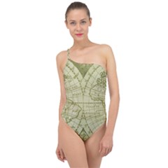 Vintage Mapa Mundi  Classic One Shoulder Swimsuit by ConteMonfrey