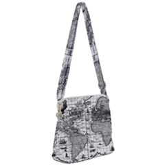 Antique Mapa Mundi Revisited Zipper Messenger Bag by ConteMonfrey