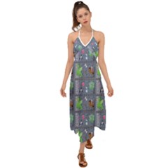 Micro Dnd Halter Tie Back Dress  by NerdySparkleGoth
