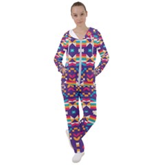 Pastel Shapes Rows On A Purple Background                                                                 Women s Tracksuit by LalyLauraFLM
