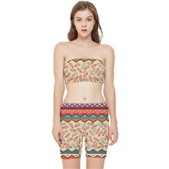 Ethnic-tribal-pattern-background Stretch Shorts And Tube Top Set by Vaneshart