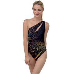 Data Technology Coding Pattern To One Side Swimsuit by Jancukart