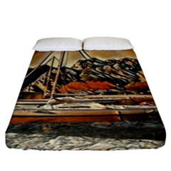 Art Boats Garda, Italy  Fitted Sheet (california King Size) by ConteMonfrey