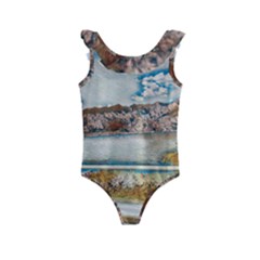 Side Way To Lake Garda, Italy  Kids  Frill Swimsuit by ConteMonfrey