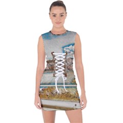 Side Way To Lake Garda, Italy  Lace Up Front Bodycon Dress by ConteMonfrey