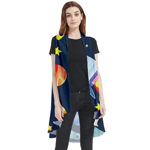 Space Galaxy Seamless Background Sleeveless Chiffon Waistcoat Shirt by Jancukart