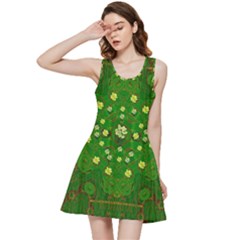 Lotus Bloom In Gold And A Green Peaceful Surrounding Environment Inside Out Racerback Dress by pepitasart