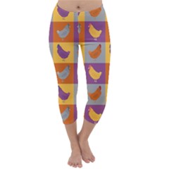 Chickens Pixel Pattern - Version 1a Capri Winter Leggings  by wagnerps