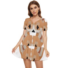 Cardigan Corgi Face Tiered Short Sleeve Babydoll Dress by wagnerps