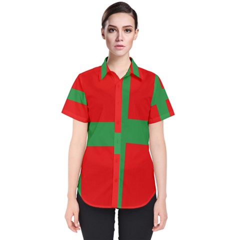 Bornholm Denmark Flag Women s Short Sleeve Shirt by tony4urban