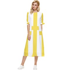 Nord Trondelag Bow Sleeve Chiffon Midi Dress by tony4urban