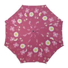 Daisy Flowers Pink White Yellow Dusty Pink Golf Umbrellas by Mazipoodles