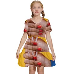 Valentine Day Lolly Candy Heart Kids  Short Sleeve Tiered Mini Dress by artworkshop