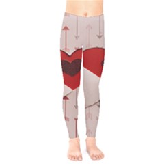 Valentine Day Heart Love Logo Kids  Classic Winter Leggings by artworkshop