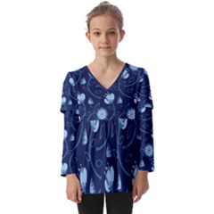 Flower Kids  V Neck Casual Top by zappwaits