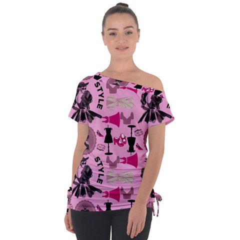 Fashion Girl Newyork Bts Nft Off Shoulder Tie-up Tee by Ravend